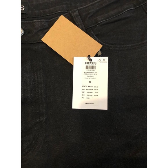 ASOS Pieces Mom Highwaist Slim Black Jeams  50 waist plus size 28 - Picture 3 of 6